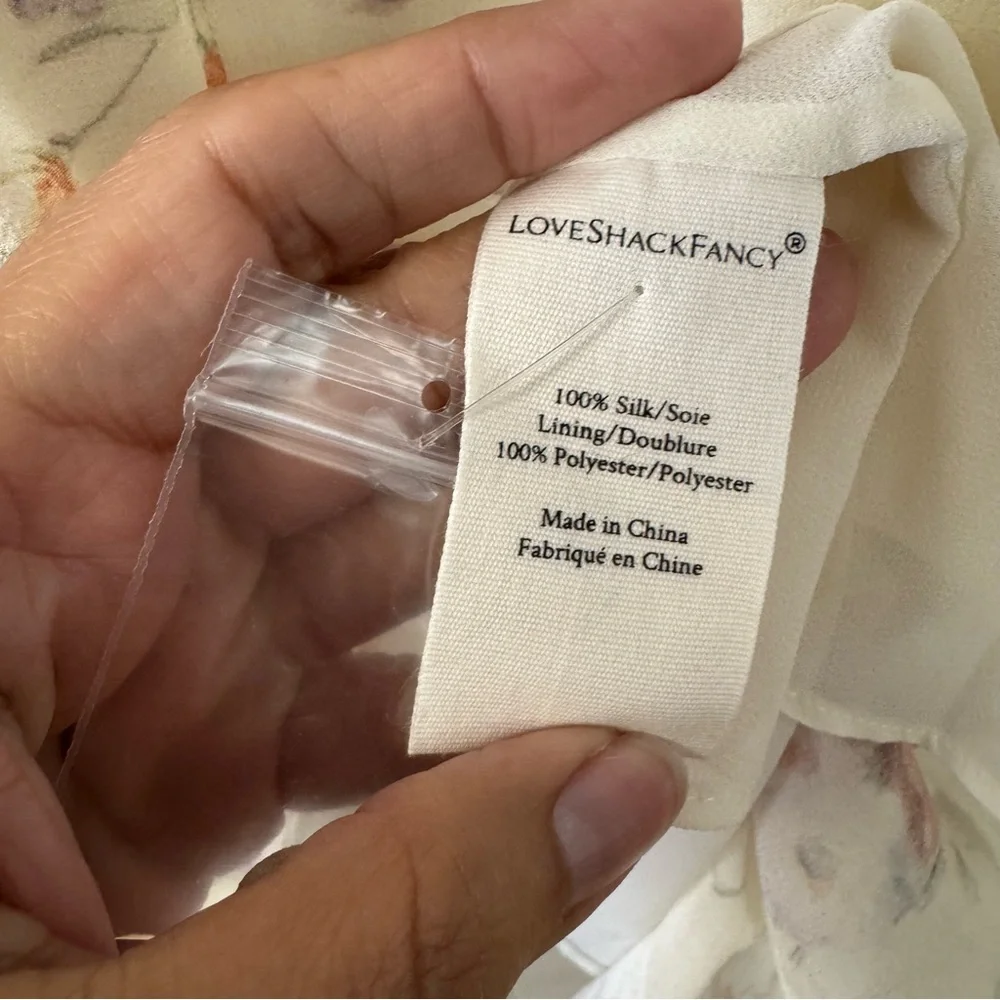 LoveShackFancy Floral Cora Silk Mini Dress Size SM Cream Coquette Feminine Sheer - Picture 6 of 14